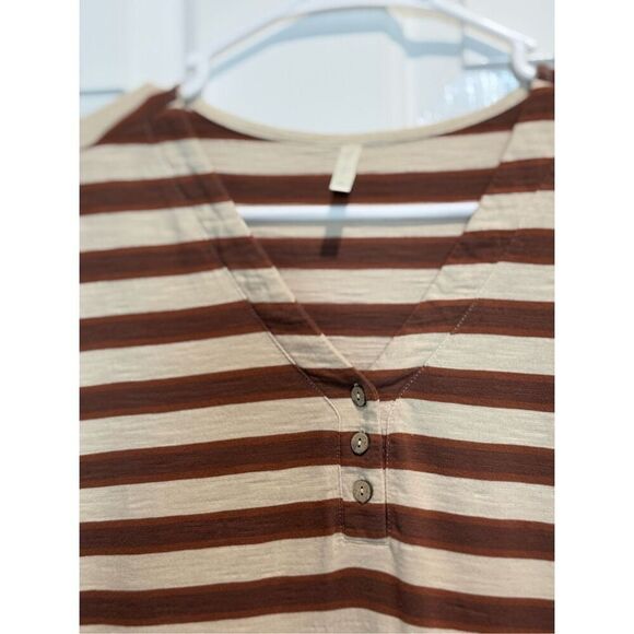 Rylee & Cru Cedar Stripe All Over Short Sleeve Henley Shirt Mini Dress Women's - Picture 5 of 15